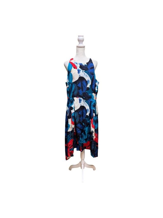Antonio Melani Dresses & Skirts - Antonio Melani Silk Floral Handkerchief Hem Midi Dress Blue Red Size 12